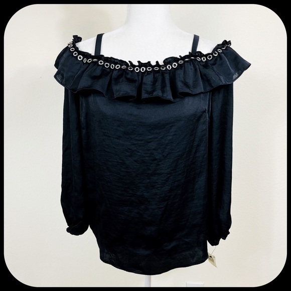 INC International Concepts Black Off Shoulder Top - Picture 1 of 8
